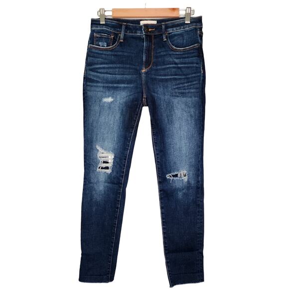 Driftwood Jackie Skinny Jeans Dark Wash Plaid Distressed Denim 28 - Picture 1 of 10